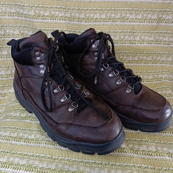 Lands' End Performance Boots Brown Lace Up Leather Ankle Boots Style 68406 Sz 12 - Picture 3 of 11